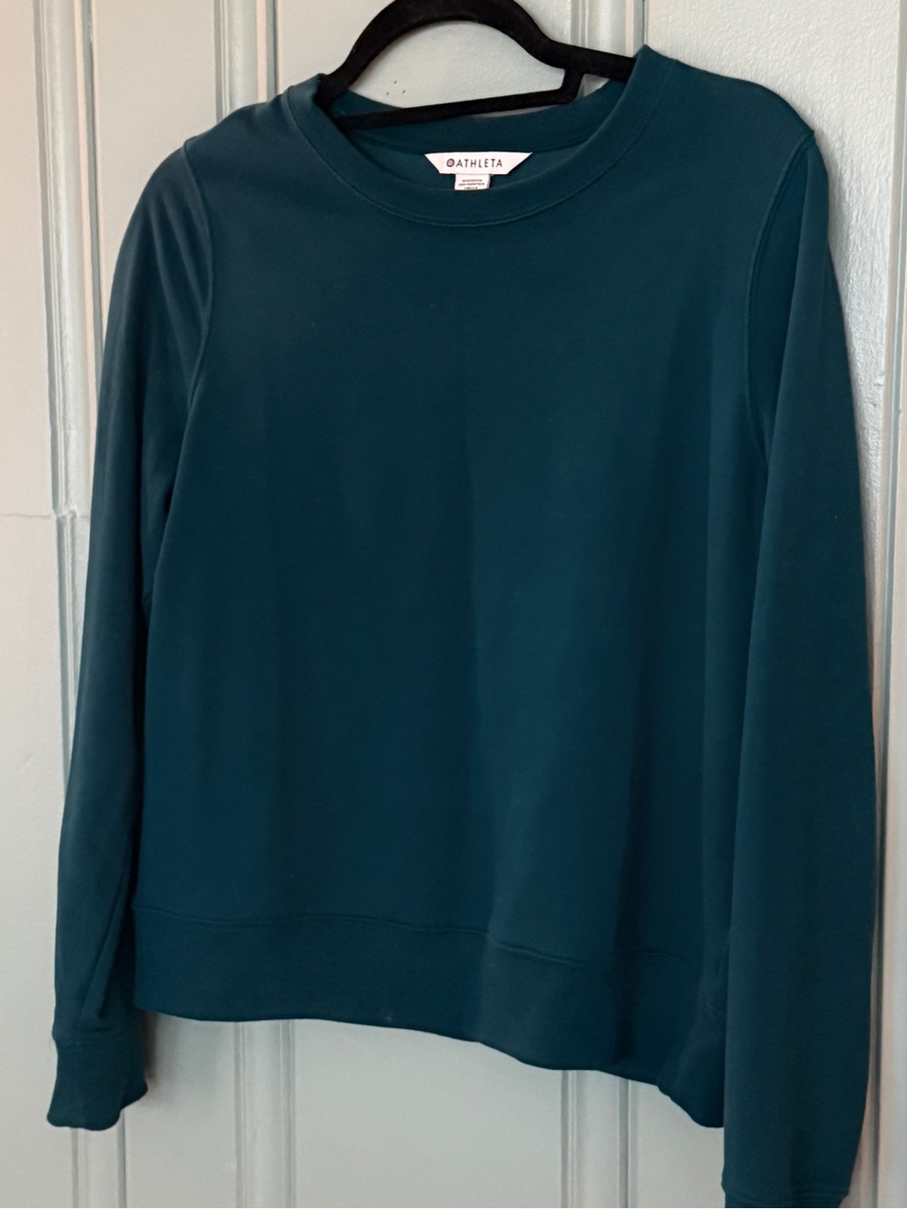 Athleta Retroterry Crewneck Sweatshirt Size Small Deep Teal Cotton Terry